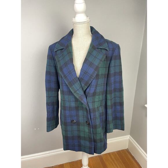 Pendleton Coat Jacket Womens Green/blue Tartan Plaid Wool Sz 8 - Picture 4 of 11